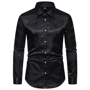 The Valerius Silk Majesty Long Sleeves Men's Sequin Shirt WD Styles Black S 