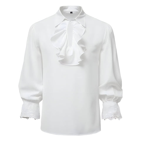 The Victorian Ruffled Long Sleeve Shirt - Multiple Colors WD Styles White S 