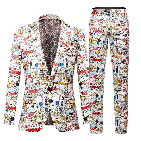 The Pop Art Slim Fit Two-Piece Suit - White WD Styles XXS 