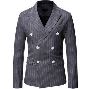 The Hamilton Pinstripe Slim Fit Blazer Suit Jacket - Heather Grey WD Styles XS 
