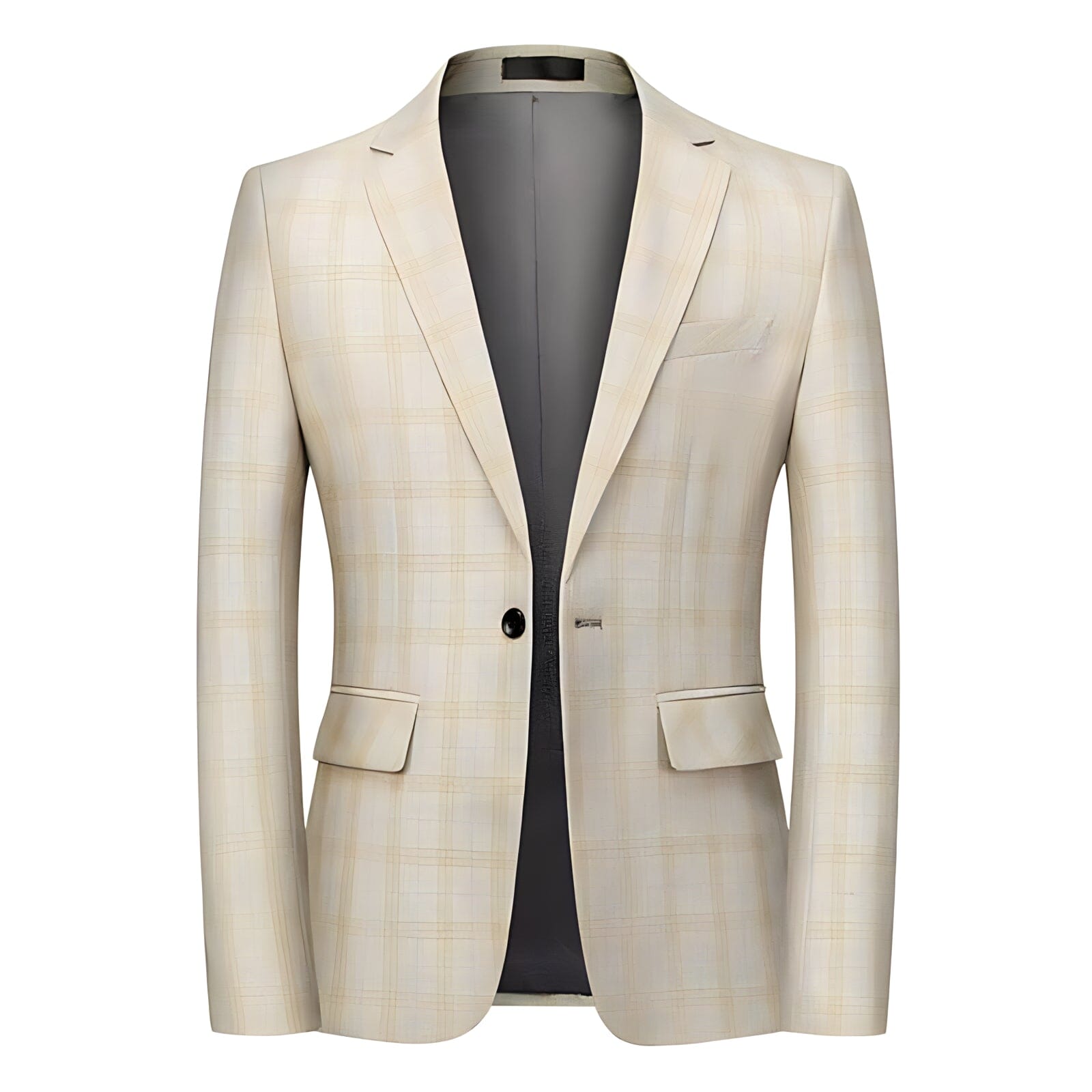 The Alain Plaid Slim Fit Blazer Suit Jacket - Sand WD Styles XXS 