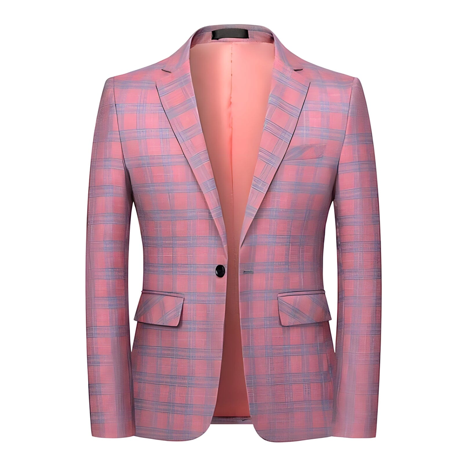 The Alain Plaid Slim Fit Blazer Suit Jacket - Salmon WD Styles XXS 