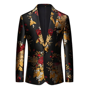 The Gautier Jacquard Slim Fit Blazer Suit Jacket - Gold WD Styles XS 