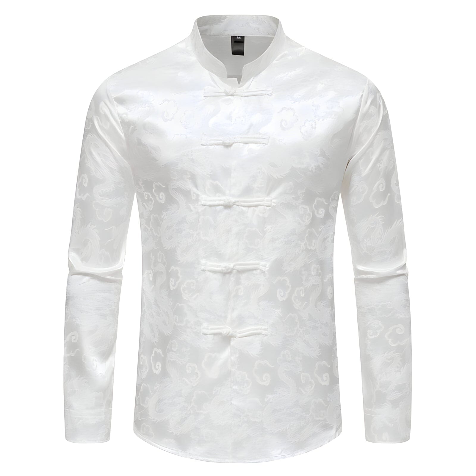 The Dragon Mandarin Collar Long Sleeve Shirt - Multiple Colors WD Styles Cream S 