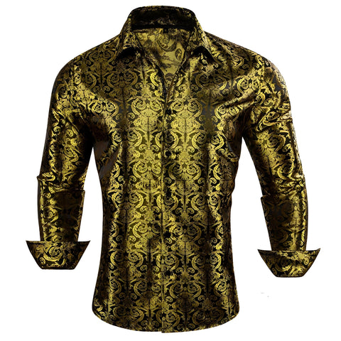 The Tennyson Floral Embroidered Shirt - Multiple Colors WD Styles Gold S 