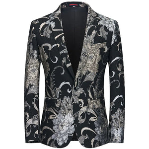 The Vitruvius Slim Fit Blazer Suit Jacket - Multiple Colors WD Styles Black Gold XS 