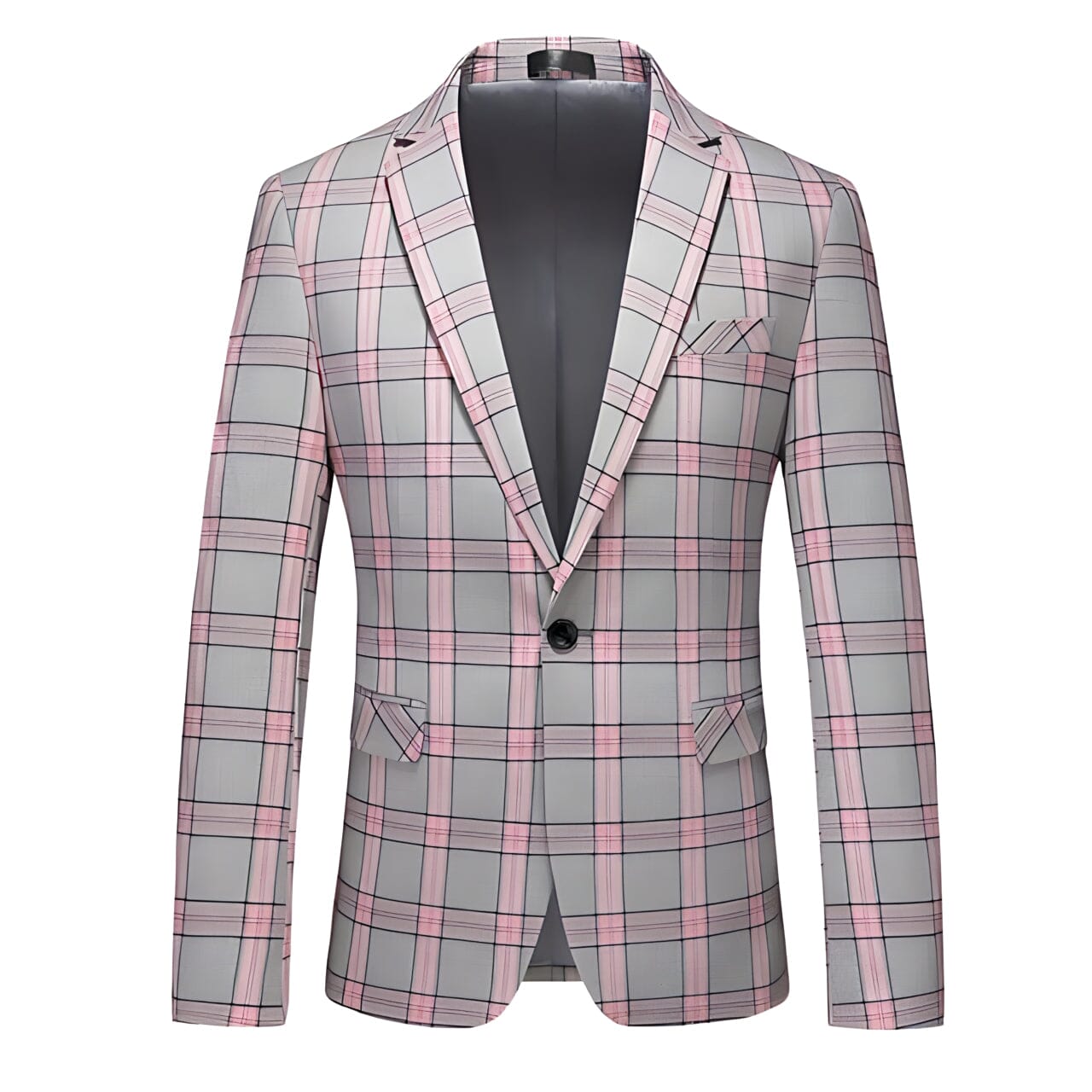 The Lain Plaid Slim Fit Blazer Suit Jacket - Multiple Colors WD Styles Pink XS 