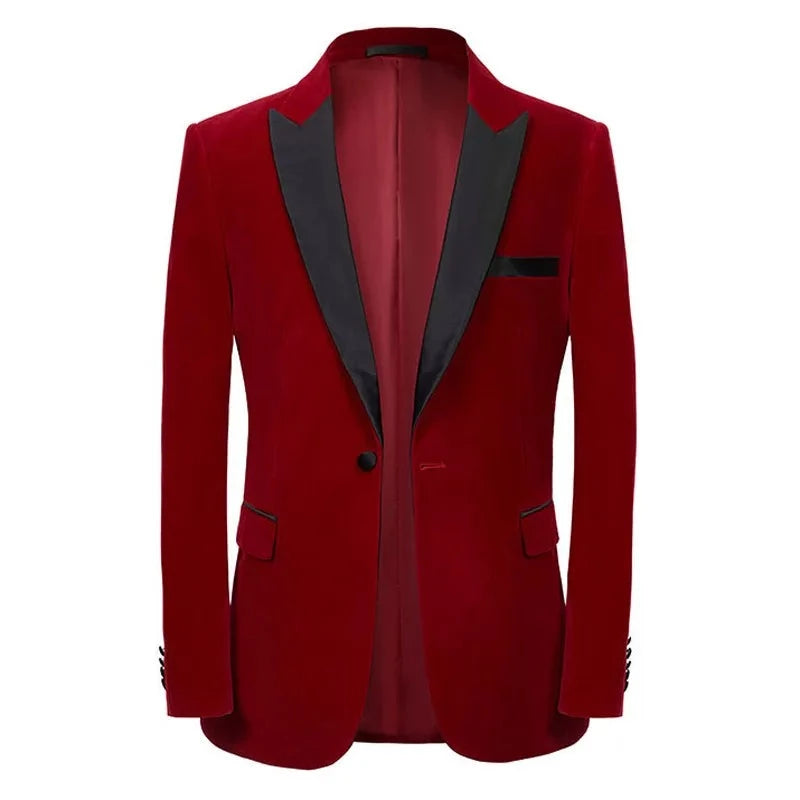 The Cornelius Men's One-Button Velvet Tuxedo WD Styles Red XS 