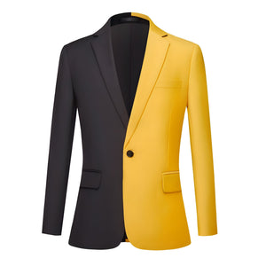 The Geoffrey Splice Slim Fit Blazer Suit Jacket - Canary Yellow WD Styles XS 
