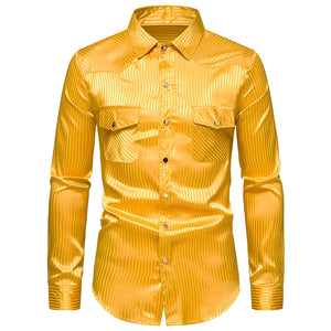 The Doran Satin Long Sleeve Shirt - Multiple Colors WD Styles Yellow S 