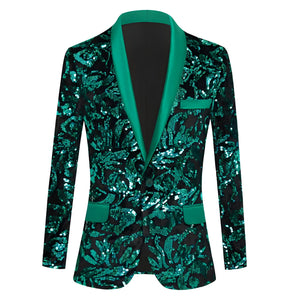 The Alvey Sequin Slim Fit Blazer Suit Jacket - Multiple Colors WD Styles Green 3XS 