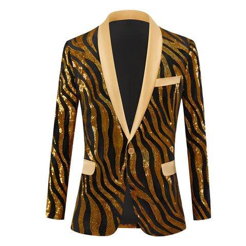 The Alvey Sequin Slim Fit Blazer Suit Jacket - Multiple Colors WD Styles Orange 3XS 