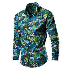 The Quinton Long Sleeves Printed Shirt - Multiple Colors WD Styles Blue XS 