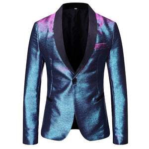 The Lester Reflective Slim Fit Blazer Suit Jacket - Multiple Colors WD Styles Blue Rose XXS 