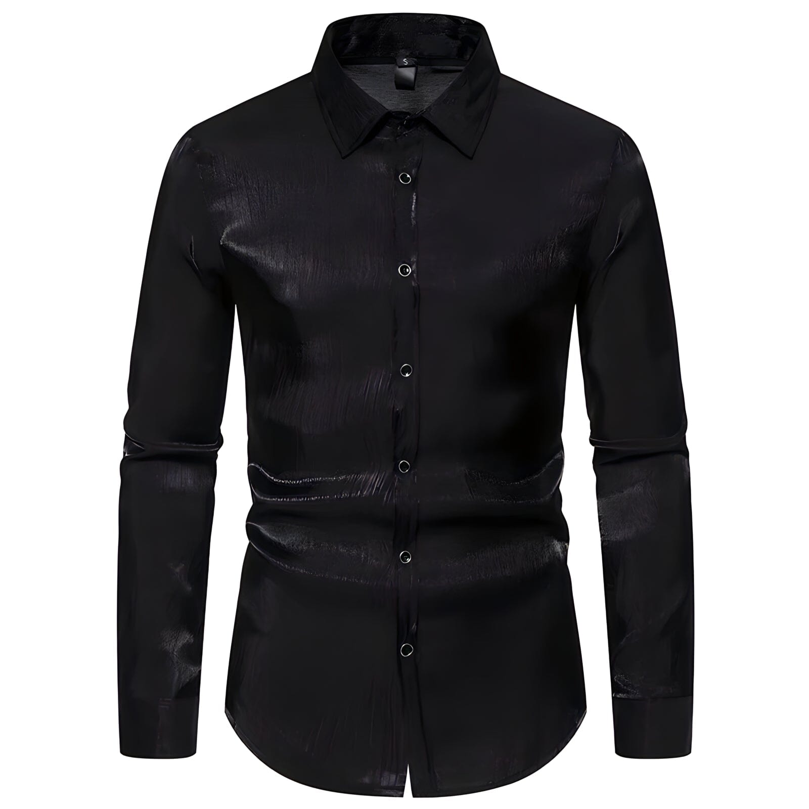The Lucian Long Sleeve Silk Shirt - Multiple Colors WD Styles Black S 