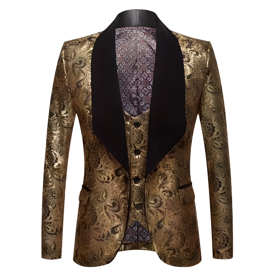The Stephan Two Piece Slim Fit Blazer Suit Jacket - Gold Shop5798684 Store L / 42 