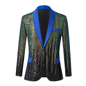 The Celestin Sequin Slim Fit Blazer Suit Jacket - Royal WD Styles Blue US Size XS 
