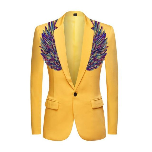 The "Cherub" Slim Fit Blazer Suit Jacket - Maize Yellow William // David Purple XXS 34R 