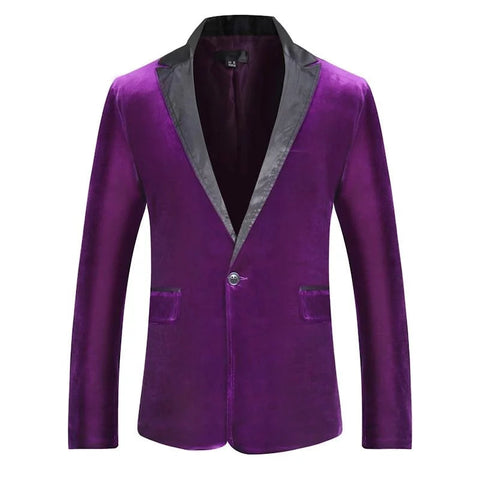 The Xavier Slim Fit Velvet Blazer Suit Jacket - Violet NON-BRUCE L 